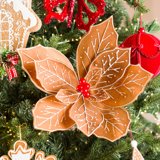 Natural Felt Poinsettia Pick with Red Berries - Joy By