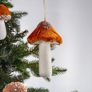 Orange & White Mushroom Ornament With Rhinestones - Joy By