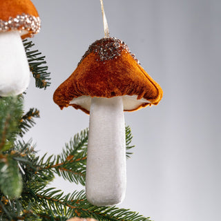 Orange & White Mushroom Ornament With Rhinestones - Joy By