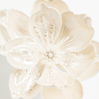 Pearl White Fabric Flower Pick - Joy By