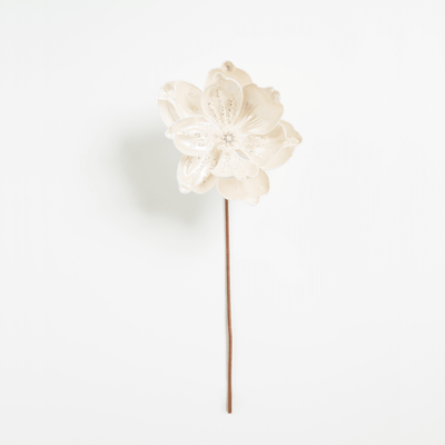 Pearl White Fabric Flower Pick