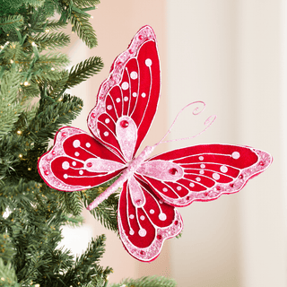 Pink Felt Butterfly Ornament 9" - Joy By