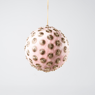 Pink Sunflower Stud Velvet Ornament 4" - Joy By