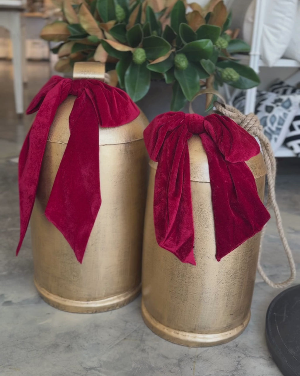 26209176338 26209176337 Gold Metal Bell with Bow