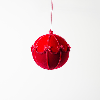 Red Ball Ornament with Bow - Joy By
