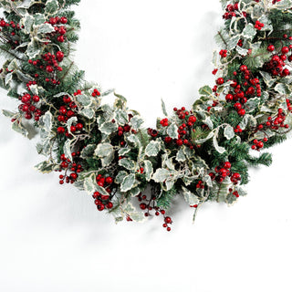 Red Berry and Holly Leaves Garland - Joy By
