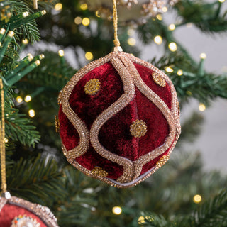 Red Burgundy Embellished Ball - Joy By