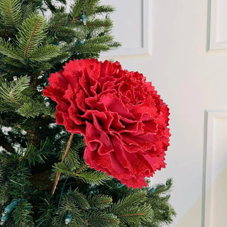Red Carnation Flower with Glitter - Joy By