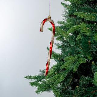 Red & Champagne 9.5" Candy Cane Ornament - Joy By