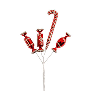 Red & Champagne Candy Cane Pick - Joy By