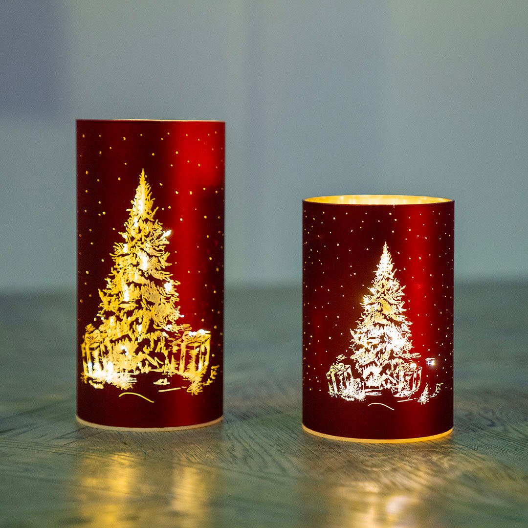 Red Christmas Scene Candle Votive - Joy By