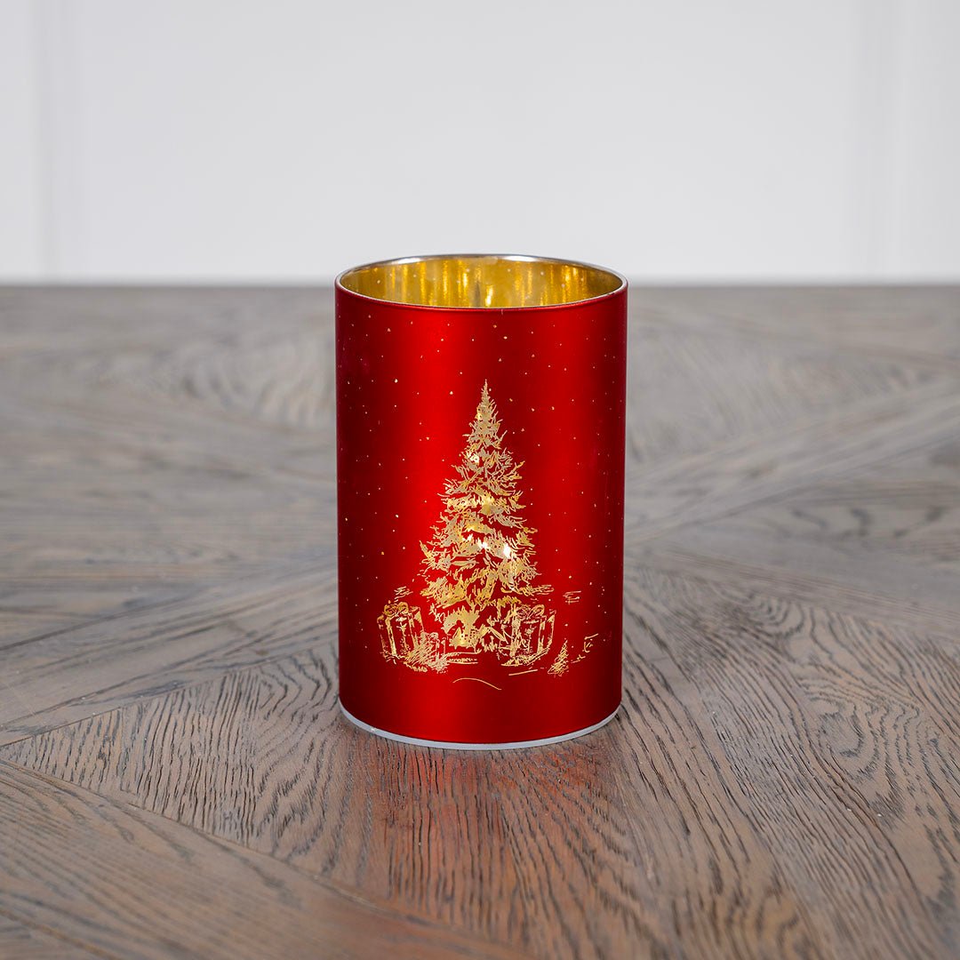 Red Christmas Scene Candle Votive - Joy By