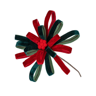 Red & Emerald Perennial Flower Christmas Pick - Joy By