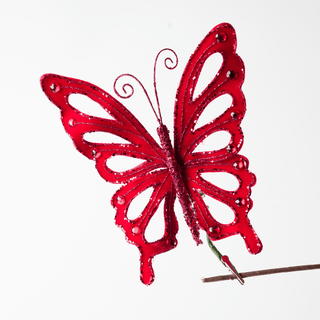 Red Felt Butterfly Ornament 8" - Joy By