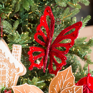 Red Felt Butterfly Ornament 8" - Joy By