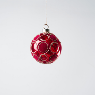 Red Glass Ball with Red Velvet Spheres - Joy By