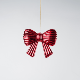 Red Glass Bow Ribbon Ornament - Joy By