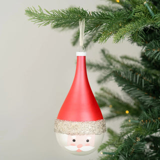 Red Glass Drop Santa Ornament - Joy By