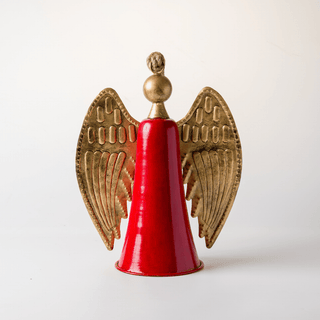 Red & Gold Metal Angel with Jute - Joy By