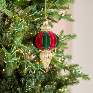 Red Green Champagne Glass Hanging Ornament - Joy By