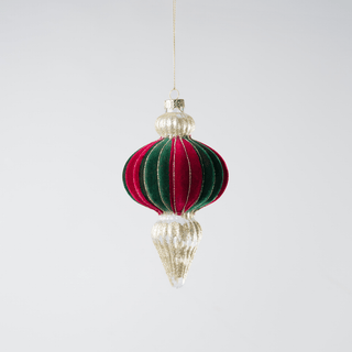 Red Green Champagne Glass Hanging Ornament - Joy By