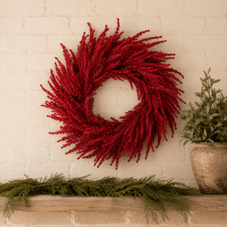 Red Real Touch Amaranthus Wreath 30" - Joy By