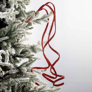 Red Twirl Ribbon Festive Pick, Set of 6 - Joy By
