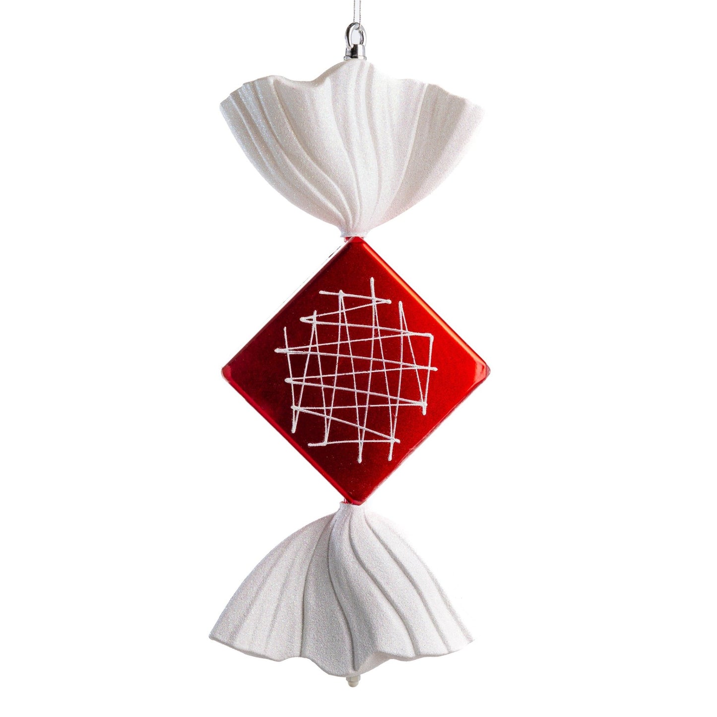 Red & White Diamond Candy Oversized Ornament - Joy By