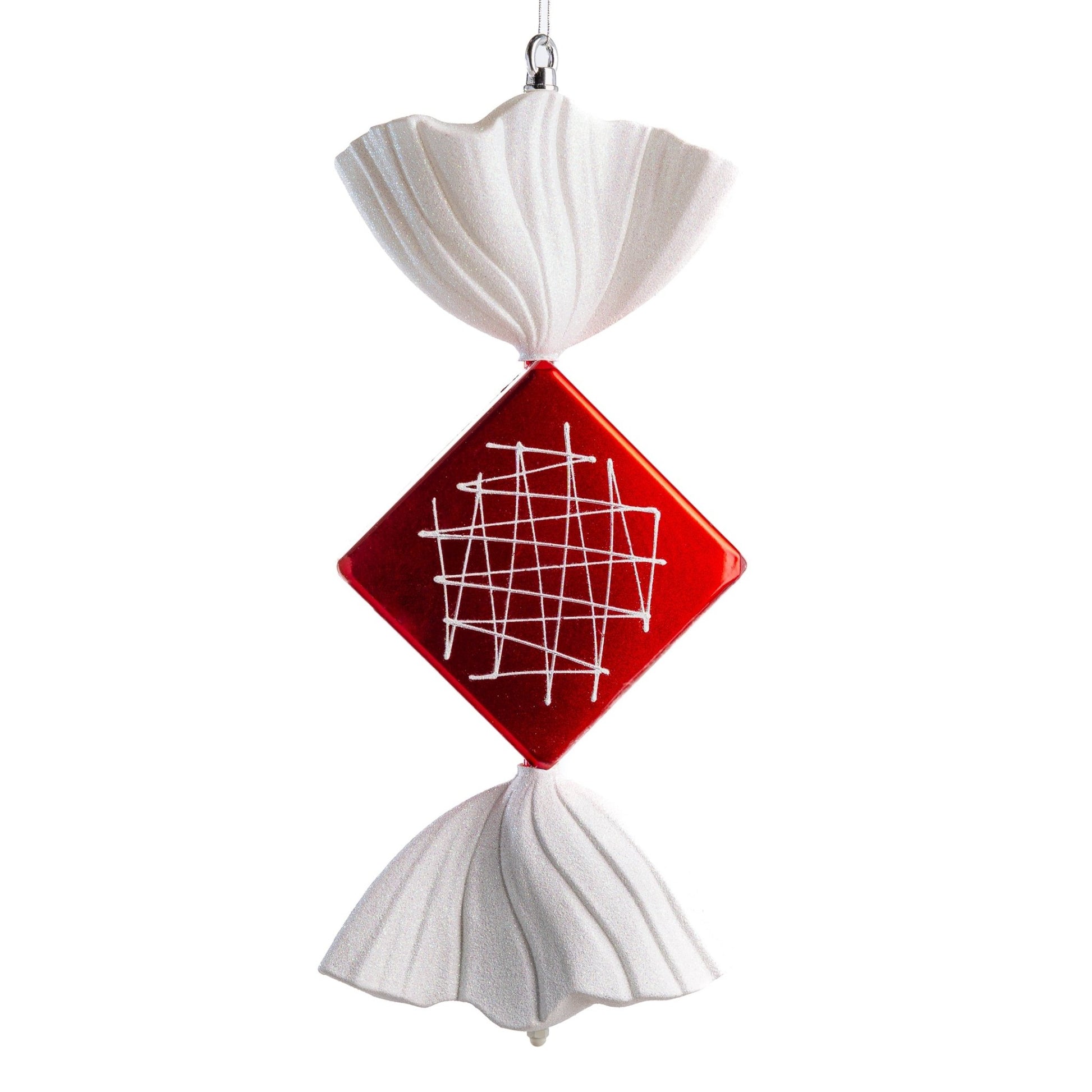 Red & White Diamond Candy Oversized Ornament - Joy By