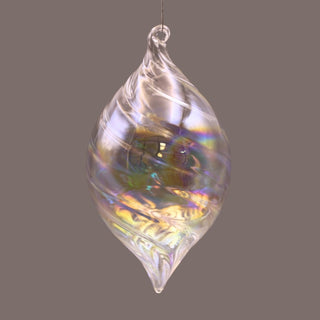Ribbed Iridescent Glass Finial Ornament - Joy By