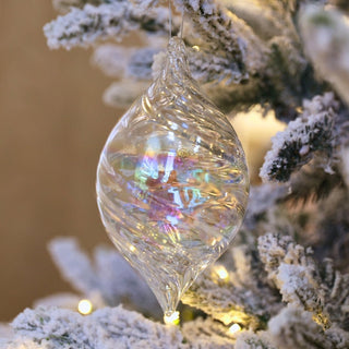 Ribbed Iridescent Glass Finial Ornament - Joy By