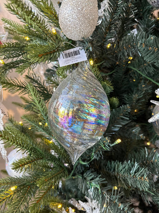 Ribbed Iridescent Glass Finial Ornament - Joy By