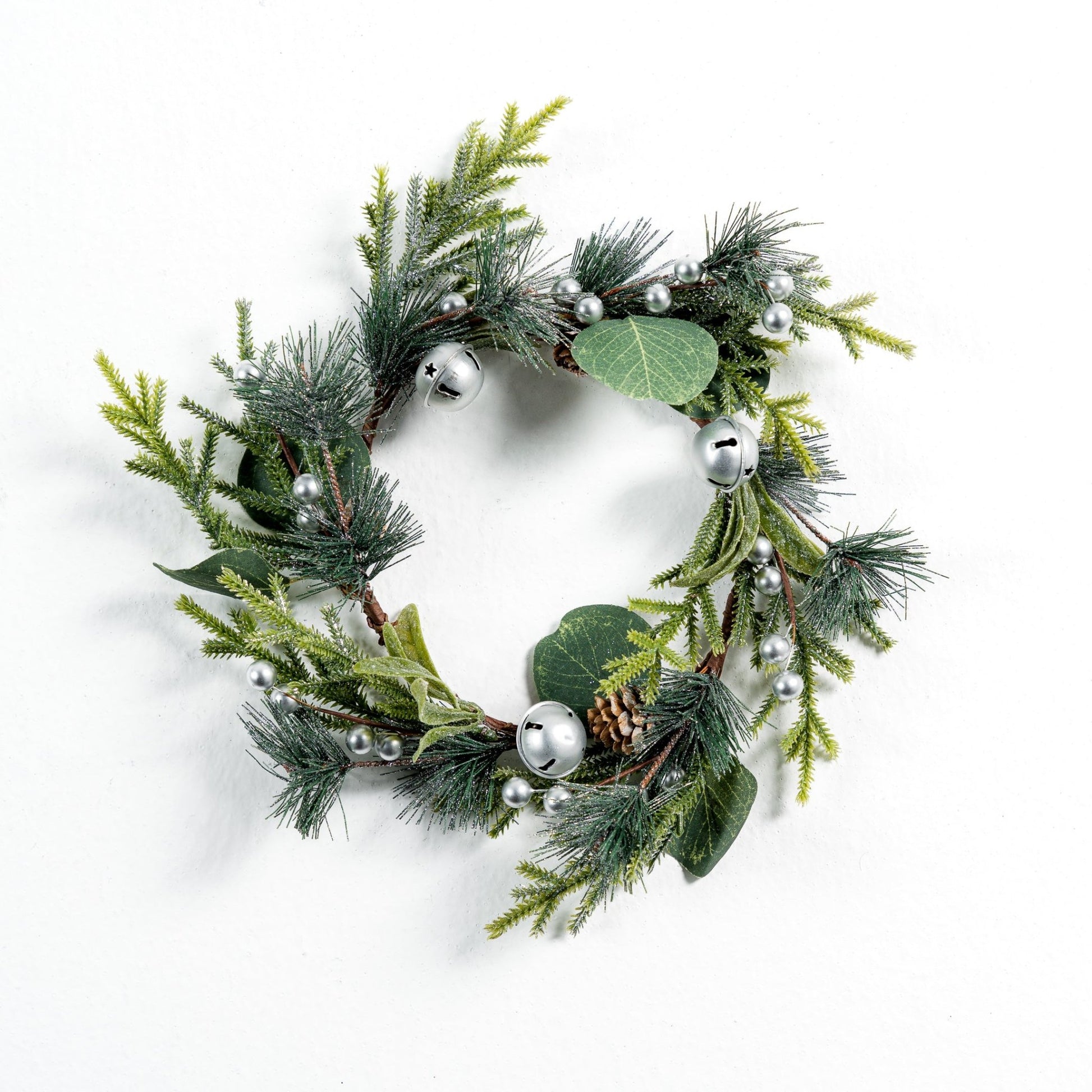 Silver Berries With Bell Mini Wreath - Joy By