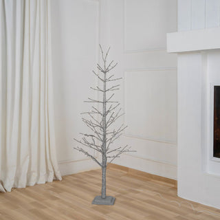 Silver Glitter Porch Tree with Twinkling LED Lights - Joy By
