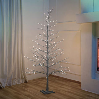 Silver Glitter Porch Tree with Twinkling LED Lights - Joy By