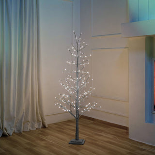 Silver Glitter Porch Tree with Twinkling LED Lights - Joy By