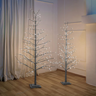 Silver Glitter Porch Tree with Twinkling LED Lights - Joy By