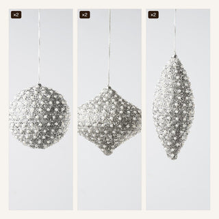 Silver Pearl Lace Ornament Set - Joy By
