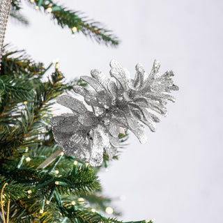 Silver Pinecone Pick with Glitter - Joy By