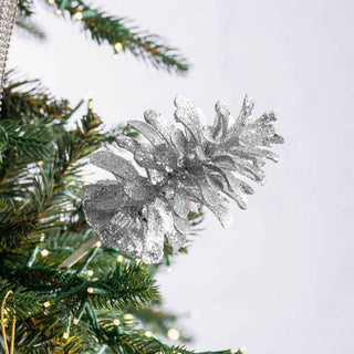 Silver Pinecone Pick with Glitter - Joy By