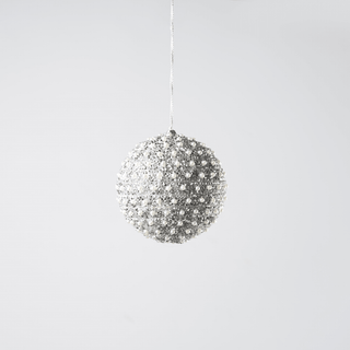 Silver Sequin & Pearl Ornament 4" - Joy By