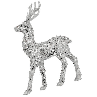 Silver standing Deer with Sequins - Joy By