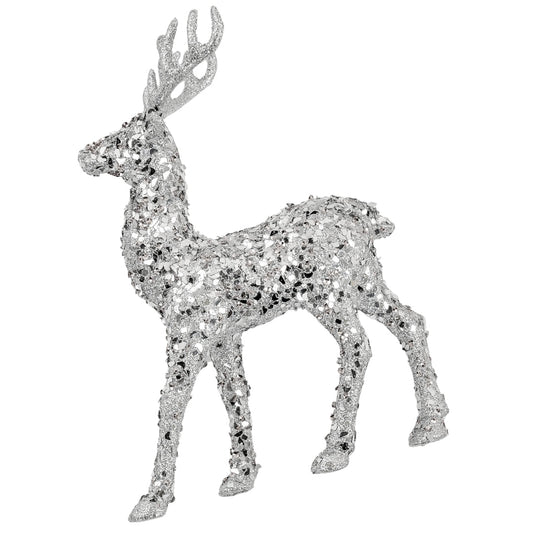 Silver standing Deer with Sequins - Joy By