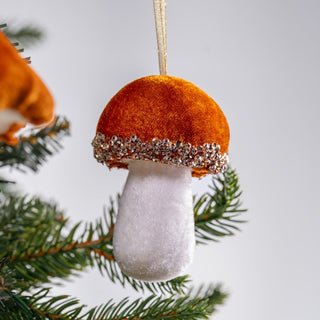 Small Amber Mushroom Ornament With Rhinestones - Joy By