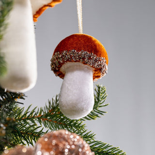 Small Amber Mushroom Ornament With Rhinestones - Joy By