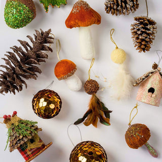 Small Amber Mushroom Ornament With Rhinestones - Joy By