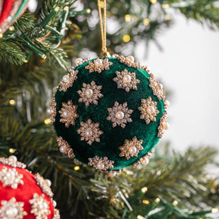 Snowflake Studs And Green Velvet Ball - Joy By