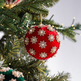 Snowflake Studs And Red Velvet Ball - Joy By