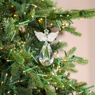 Solid Clear Glass Angel Wing Ornament - Joy By