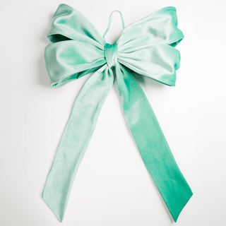 Teal Green Velvet Festive Large Bow Topper - Joy By